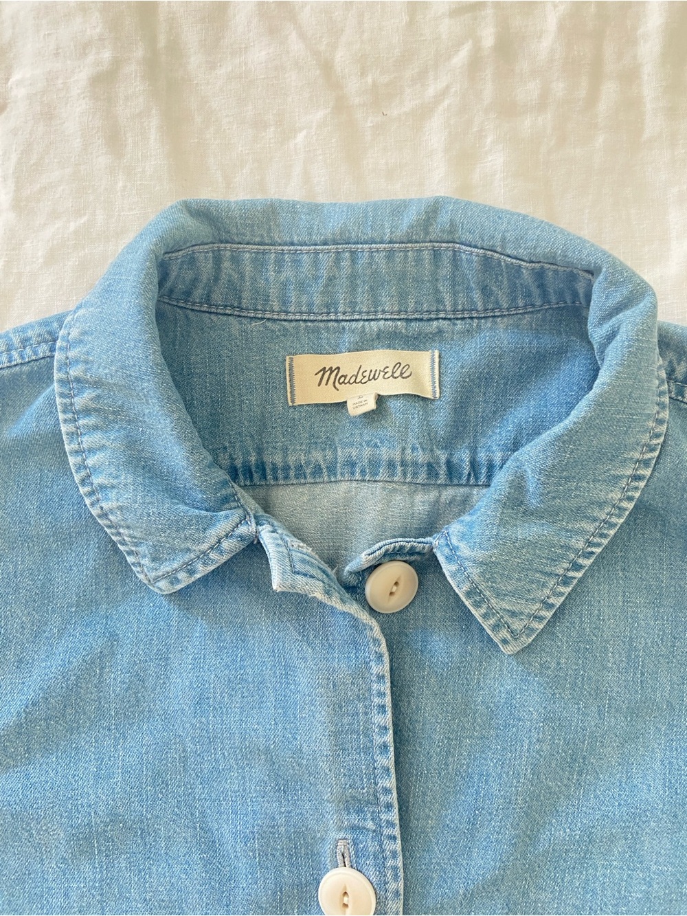 Madewell Light Wash Denim Button-Front Shirt - Picture 3 of 4